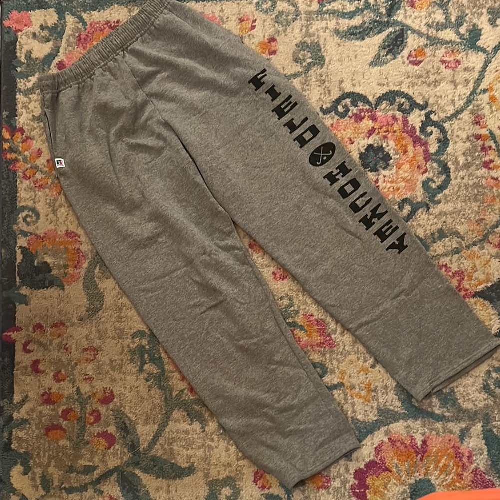 Russell Athletic Gray Track Pants with Black Print